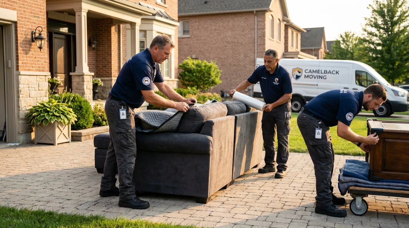 Large estate moving crew wrapping furniture in Crownpoint, NM